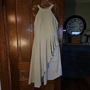Women's M Dress Halter Neck Mint Green Sleeveless Backless High Low Cocktail